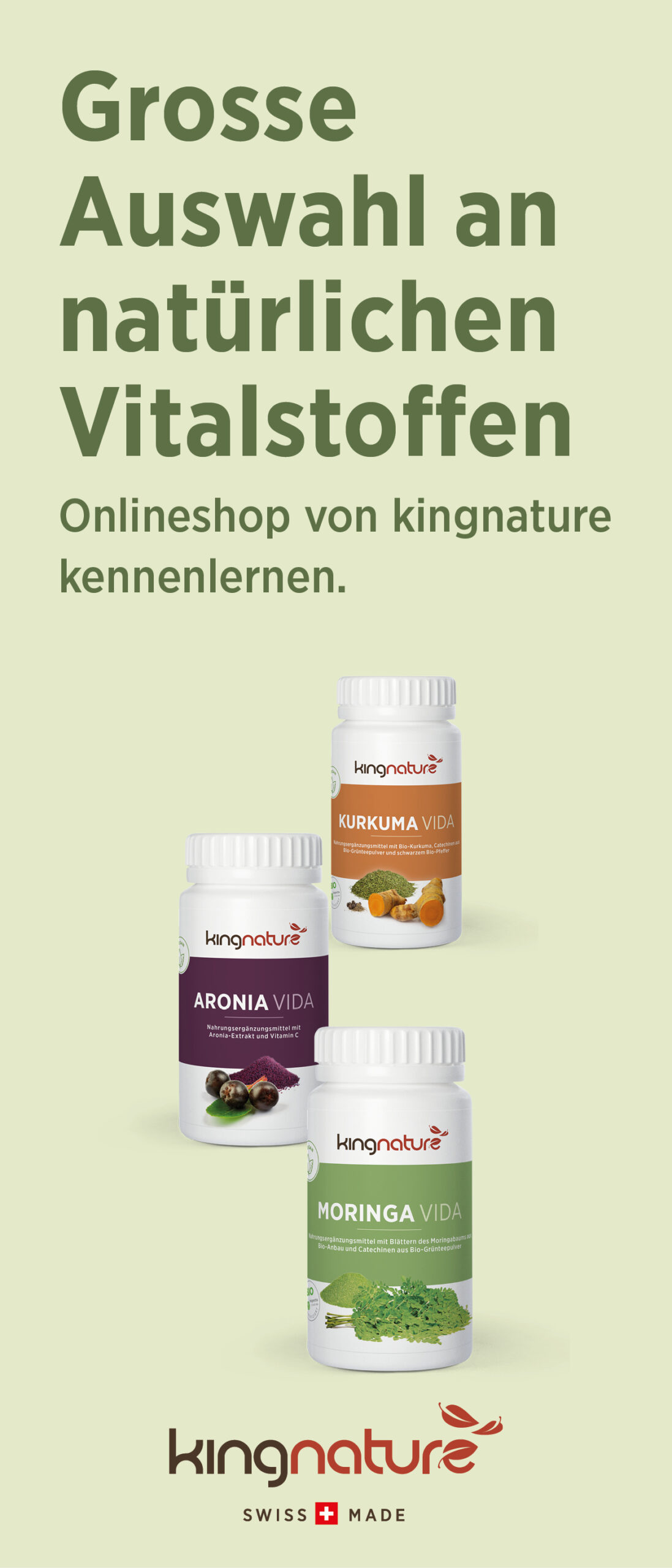 kingnature, grosse Auswahl an natürlichen Vitalstoffen